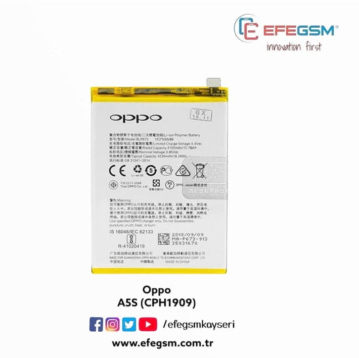 Oppo A5S (BLP673) Batarya