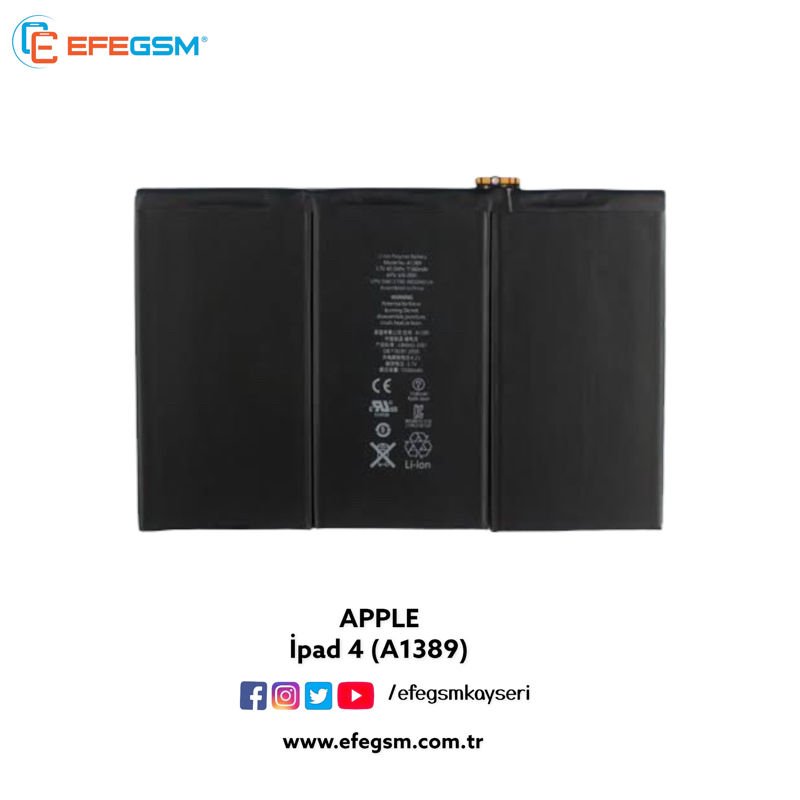 Apple İpad 3 (A1389) Batarya