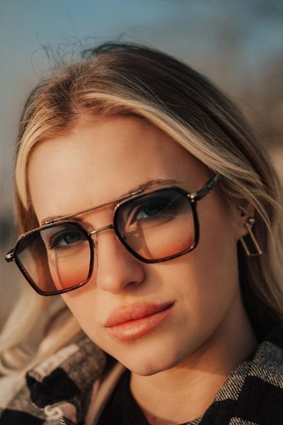 Kadın Premium Güneş Gözlüğü Mor Degrade Camlı Leopar Çerçeveli