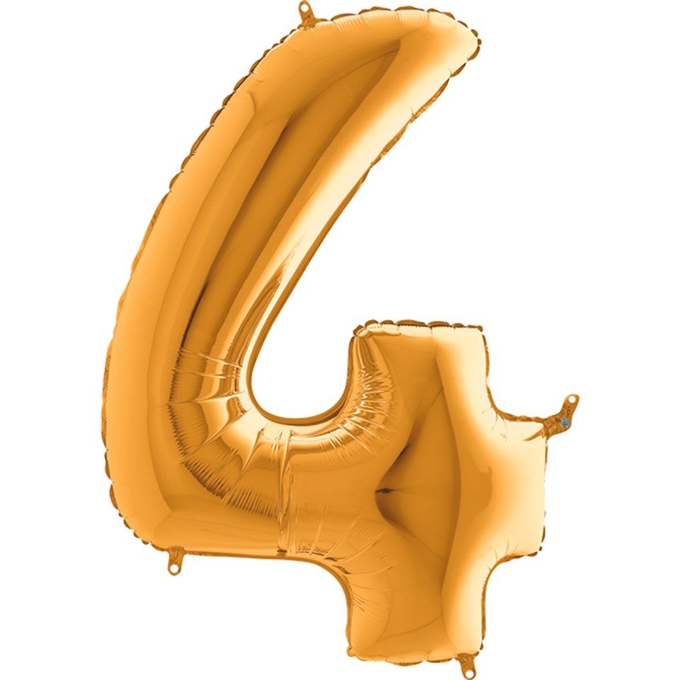 4 Rakamlı Folyo Gold Renk Balon 76 cm