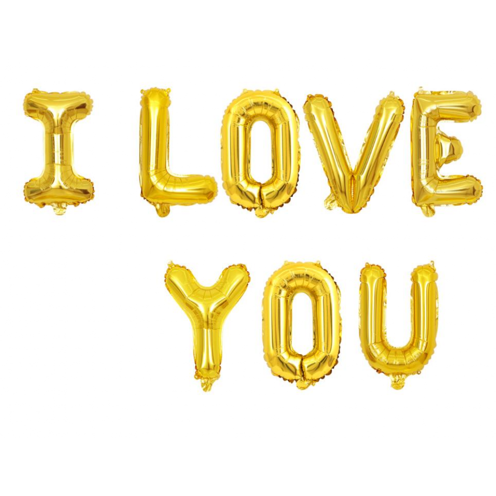 I Love You Folyo Balon Gold