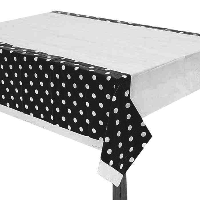 Siyah Puanlı Plastik Masa Örtüsü 120x180 cm