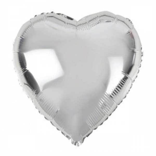 Kalp Folyo Balon 60 Cm Gümüş