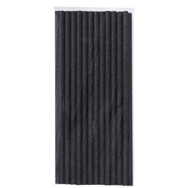 Siyah Kağıt Pipet 6mmx19,7cm
