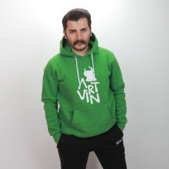 Artvin Logo Baskılı Kapüşonlu Sweatshirt / Yeşil