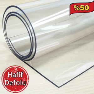 Hafif Defolu - Şeffaf PVC 3,5 mm Kalın Masa Örtüsü