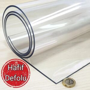Hafif Defolu - Şeffaf PVC 3,5 mm Kalın Masa Örtüsü