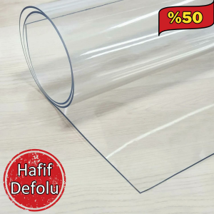 Hafif Defolu - Şeffaf PVC 1,6 mm Kalın Masa Örtüsü