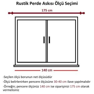 Ahşap Başlıklı Raylı Eko Rustik Perde Askısı (Alüminyum Boru) Plastik Halka ve Klips