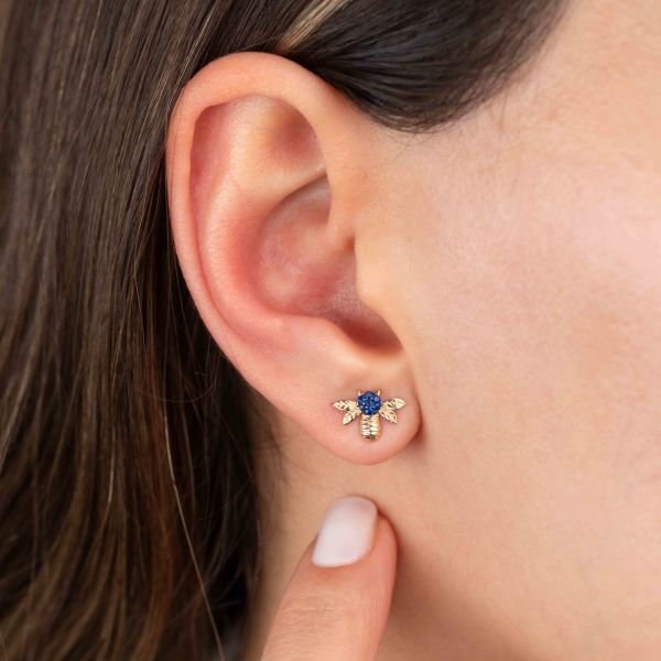 Navy blue and gold earrings deals