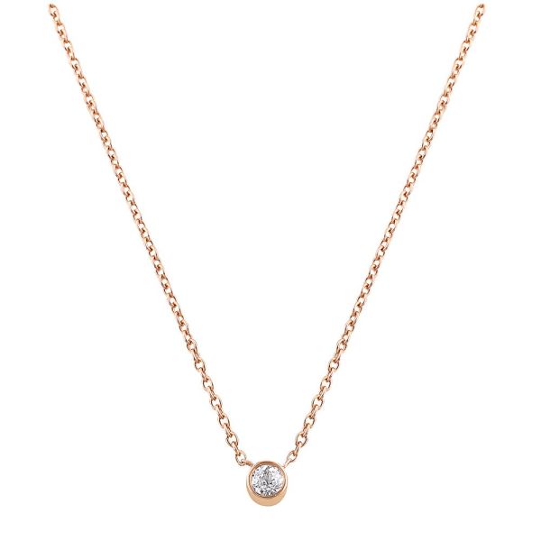 0,16 Karat Rose Pırlanta Tektaş Altın Kolye Stud Necklace