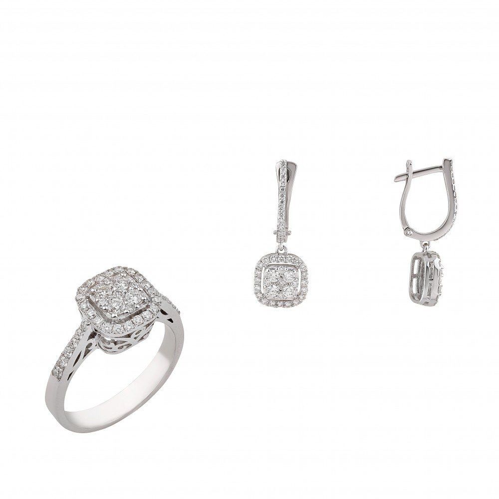 1.06 Carat Coronet Diamond Necklace Ring Set