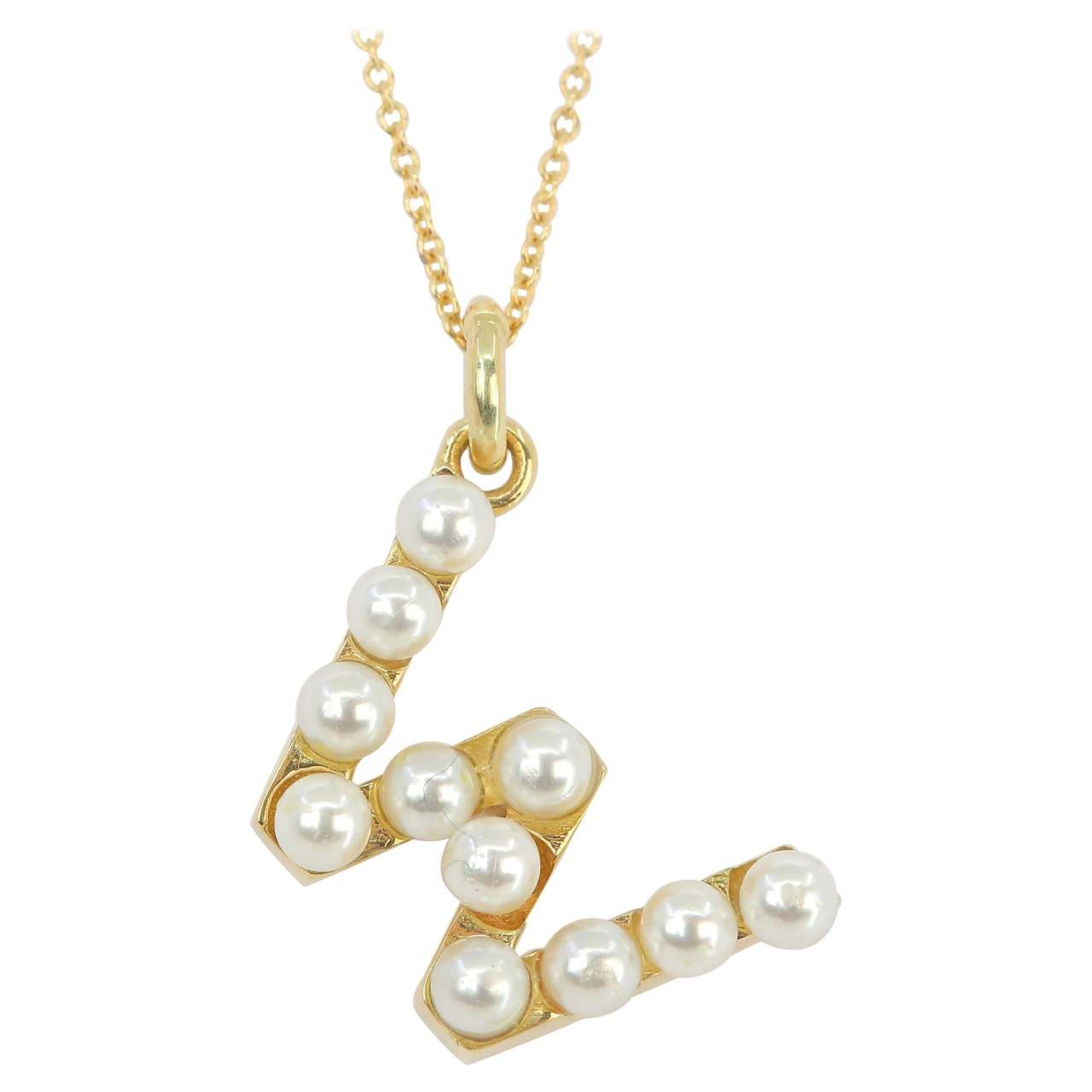 Pearl cheap letter necklace
