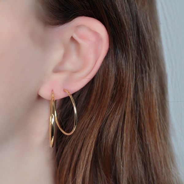 Thin Hoop Gold Earrings