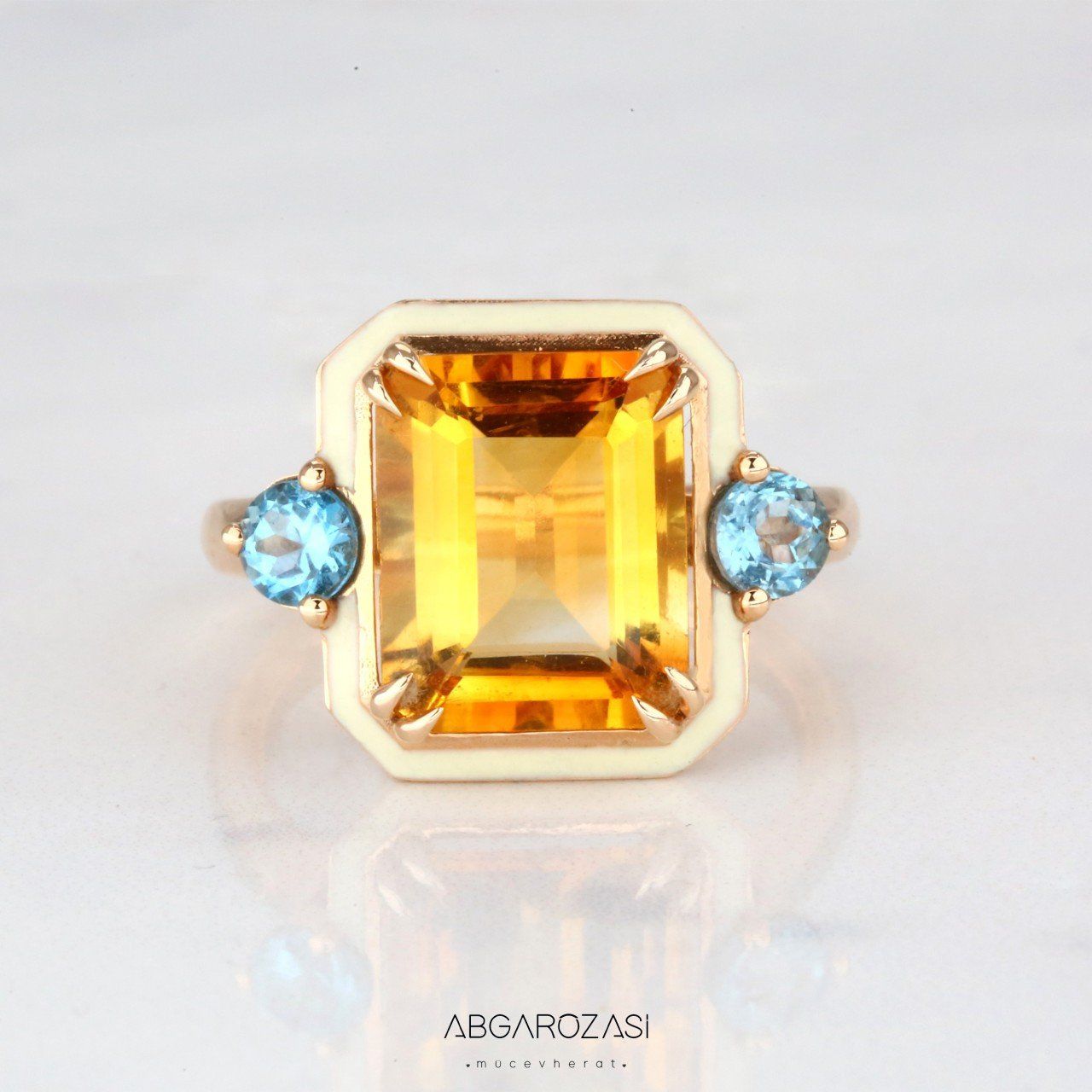 Citrine and Sky Topaz Ring
