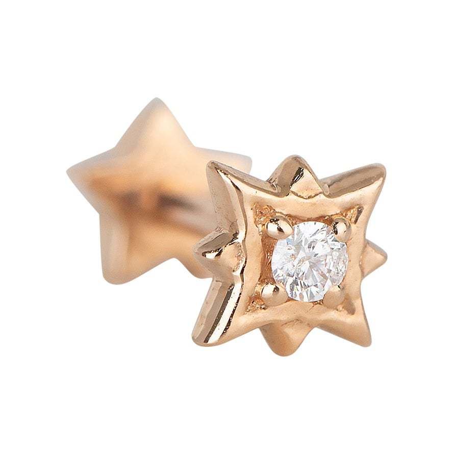 Pırlanta Taşlı  Kuzey Yıldızı Model Altın Piercing
