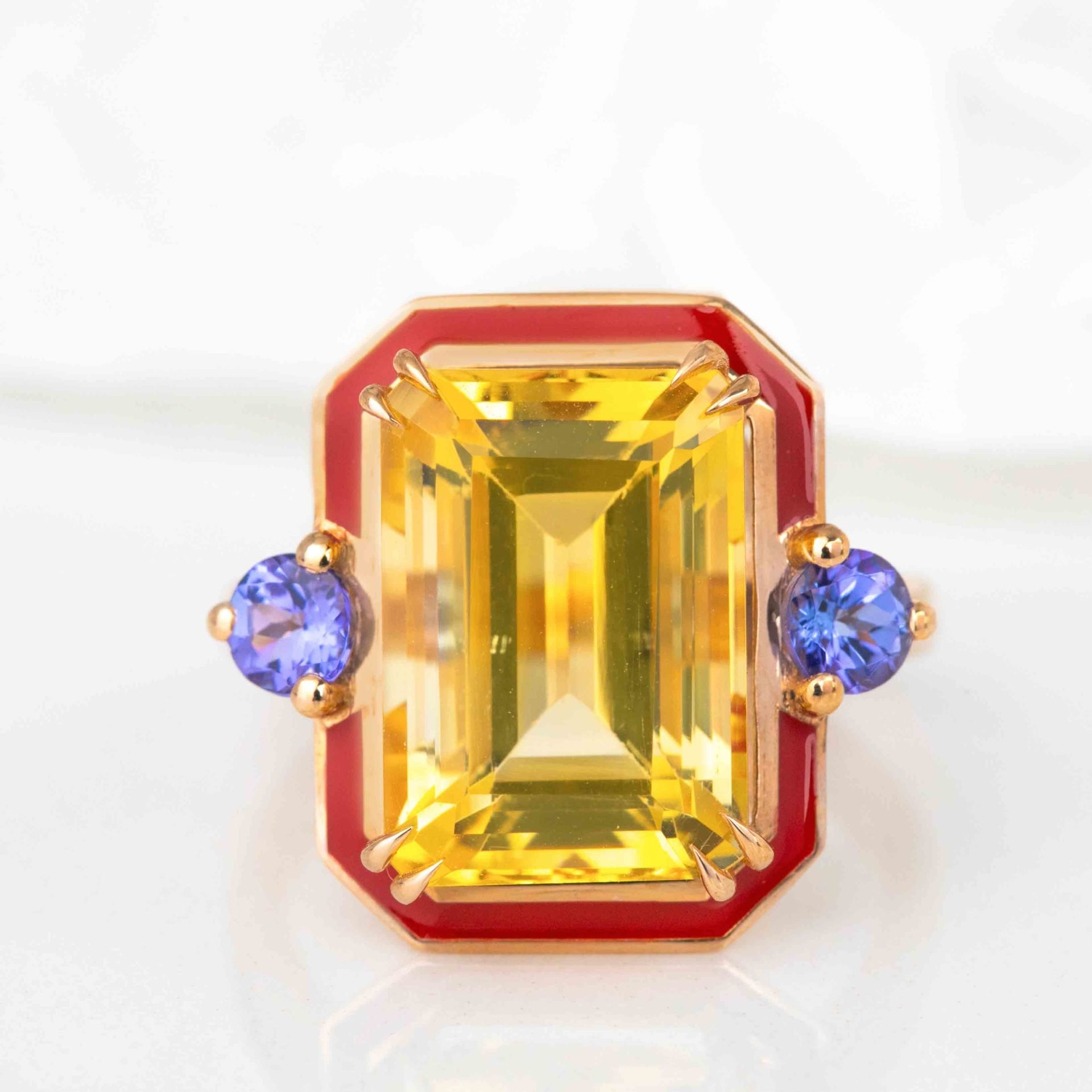 Citrine and Ceylon Sapphire Ring