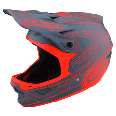 Troy Lee Design D3 Fiberlite Fullface Kask - Spiderstripe Gri/Kırmızı