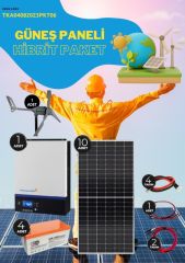 Güneş Enerjisi Hibrit Paket 5Kva Mppt İnverter 455 watt Güneş Paneli 200 Amper Jel Akü  İ-2000W 48V Rüzgar Türbini + Hibrit Şarj Kontrol