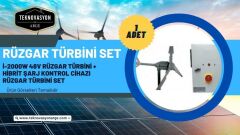 Güneş Enerjisi Hibrit Paket 5Kva Mppt İnverter 455 watt Güneş Paneli 200 Amper Jel Akü  İ-2000W 48V Rüzgar Türbini + Hibrit Şarj Kontrol