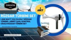 Güneş Enerjisi  Hibrit Paket 1 Kva Tam Sinüs İnverter 205 watt Güneş Paneli 150 Amper Jel Akü i-500 WATT 12V/24Volt Rüzgar Türbini + Hibrit Şarj Kontrol Cihazı