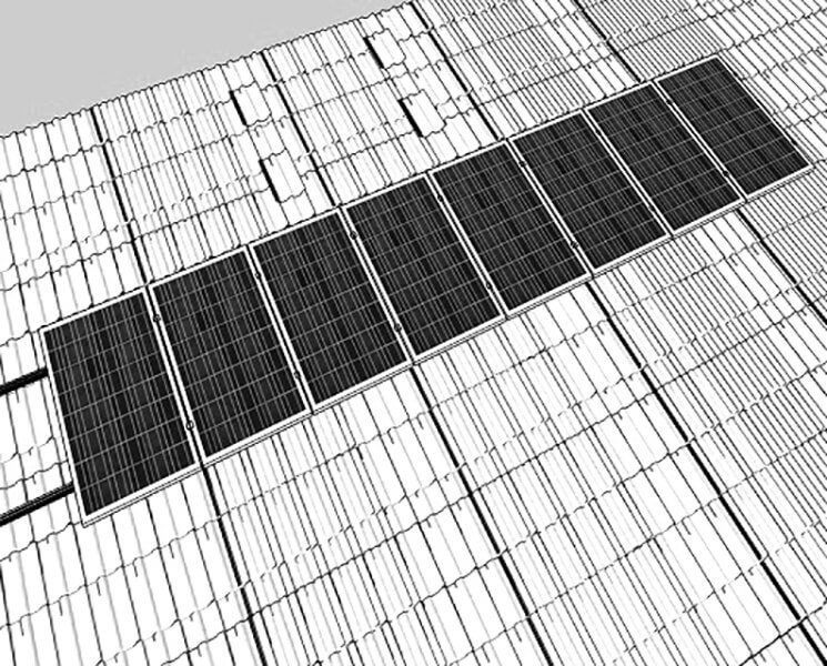 طقم تركيب سقف من نوع القرميد - 8 ألواح شمسية بترتيب رأسي جاهز لمجموعة البناء