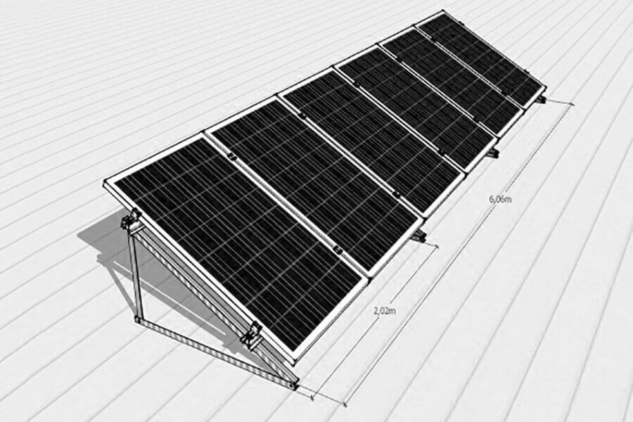 Tile Type Roof Mounting Kit – 6 Solar Panels Vertical Arrangement Ready Set Construction
