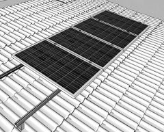 طقم تركيب سقف من نوع القرميد - 4 ألواح شمسية بترتيب رأسي جاهز لمجموعة البناء