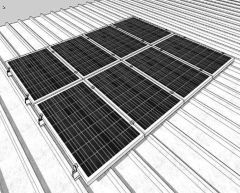 ترابيز - طقم تركيب سقف من نوع الساندويتش - 8 ألواح شمسية بترتيب رأسي جاهز لمجموعة البناء