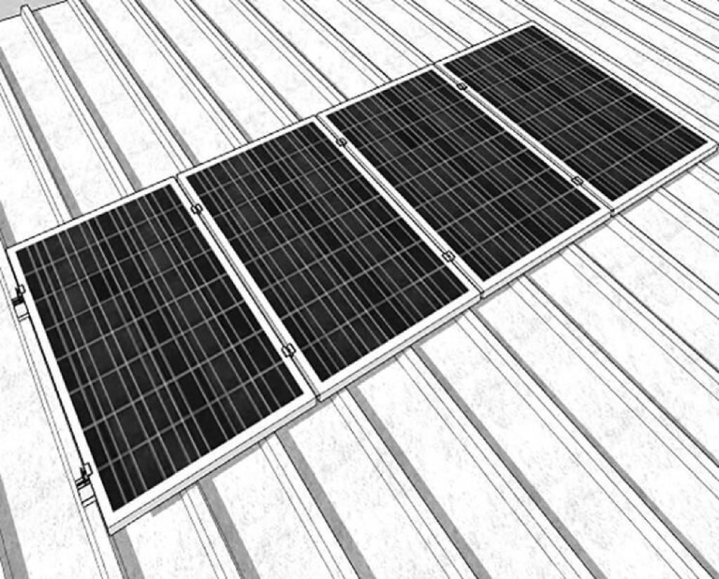 ترابيز - طقم تركيب سقف من نوع الساندويتش - 4 ألواح شمسية جاهزة للترتيب الرأسي