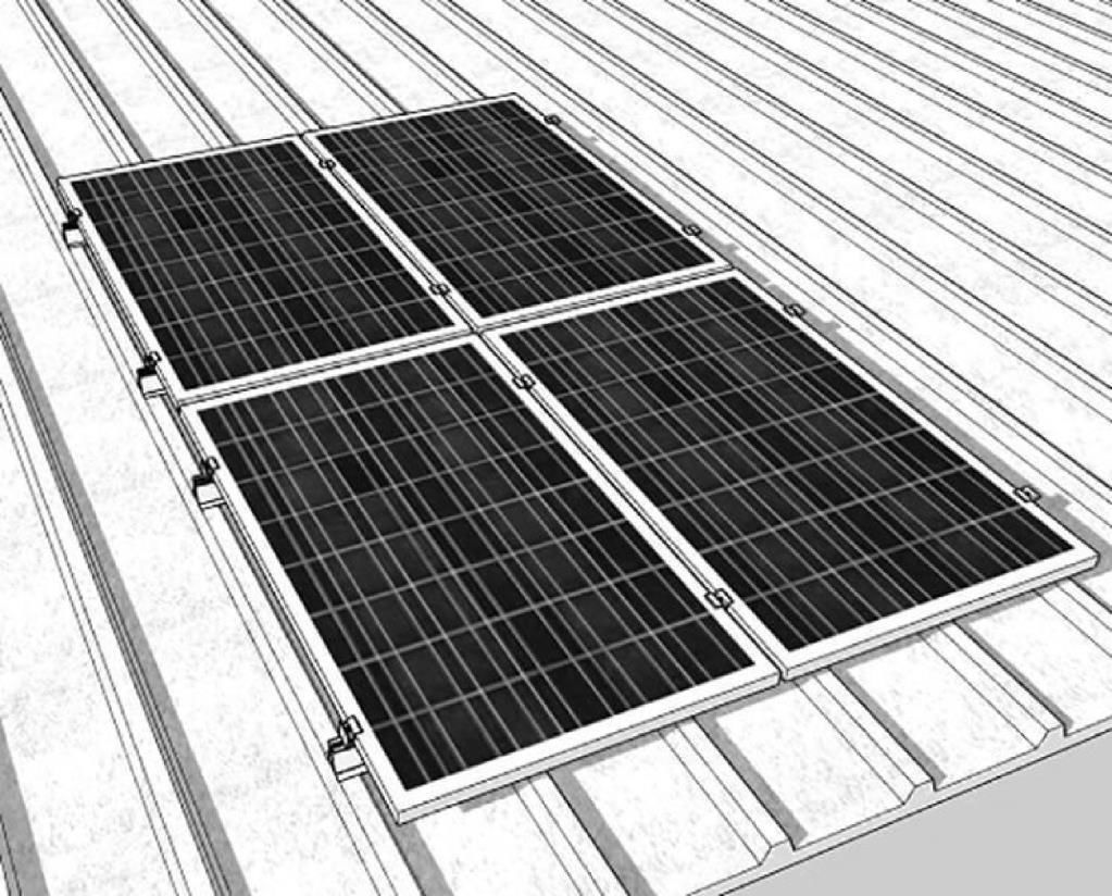 Trapeze – Sandwich Type Roof Mounting Kit – 4 Solar Panels Vertical Arrangement Ready Set Construction