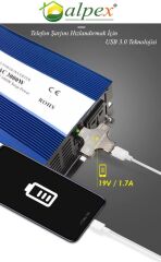 ALPEX TAM SİNÜS UPS (AKÜ ŞARJLI) 12V-220V 500 W Watt inverter İNVERTÖR