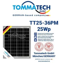 Tommatech 25 Watt Monokristal Solar Güneş Paneli