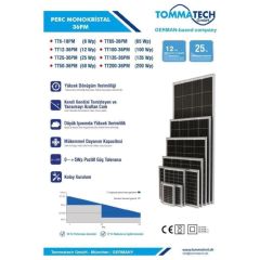 Tommatech 135 Watt Monokristal Solar Güneş Paneli