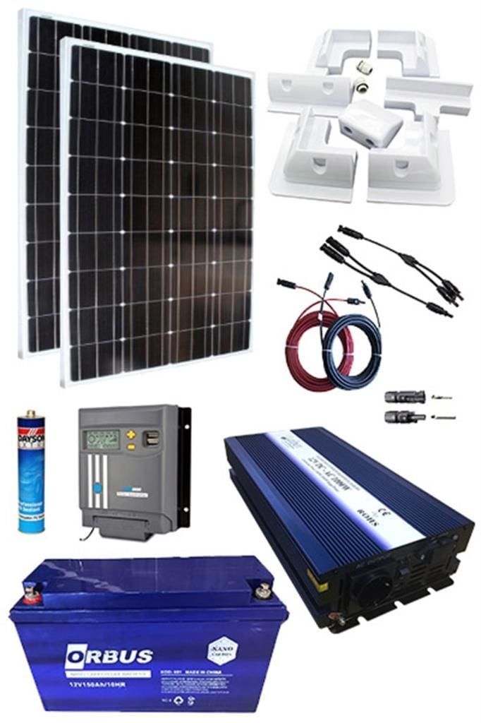 ALPEX 340 Watt Güneş Panelli Karavan Paket Hazır Solar Sistem