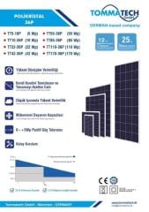 Tommatech 110 Watt Polikristal Solar Güneş Paneli