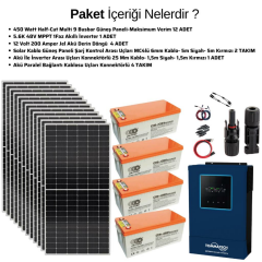 Teknovasyon Arge Güneş Enerjisi Solar Paketi 5.6kva İnverter 550 watt Güneş Paneli 200 Amper Jel Akü