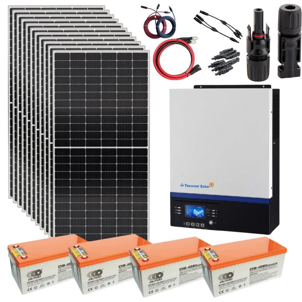 Teknovasyon Arge Güneş Enerjisi Solar Paketi VMIII 5Kva Mppt İnverter 550 watt Güneş Paneli 200 Amper Jel Akü