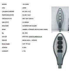 200 WATT 220 VOLT LED SOKAK AYDINLATMA