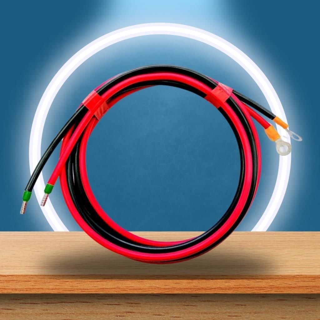 Akü İle Şarj Kontrol Veya İnverter Arası Uçları Konnektörlü 6 Mm Kablo- 1,5m Siyah- 1,5m Kırmızı
