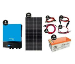 Güneş Enerjisi  Hibrit Paket 7.2 KVA İnverter 450 watt  Güneş Paneli 200 Amper Jel Akü İ-2000W 48V Rüzgar Türbini + Hibrit Şarj Kontrol