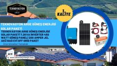 Güneş Enerjisi  Hibrit Paket 7.2 KVA İnverter 450 watt  Güneş Paneli 200 Amper Jel Akü İ-2000W 48V Rüzgar Türbini + Hibrit Şarj Kontrol