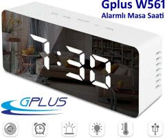 Gplus W561 Çift Alarmlı Dijital LED Termometreli Aynalı Alarmlı Masa Saati