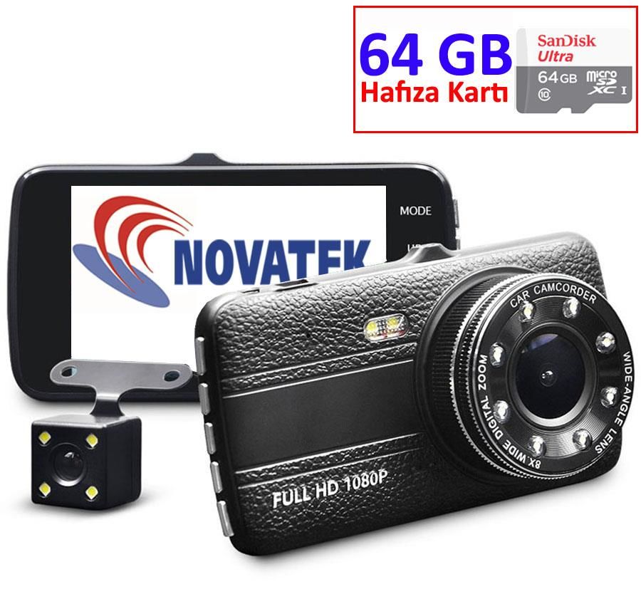 Novatek NT88D+64GB Full HD 1080P 8 LED Aydınlatmalı Araç Kamerası