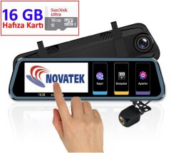Novatek NT910+16GB Hafıza 10 inç Dokunmatik Aynalı Araç Kamerası