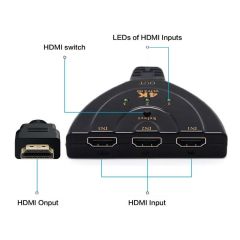 Mesh 3 Port 4K Ultra HD HDMI Pigtail 3 in 1 Out Switch Splitter