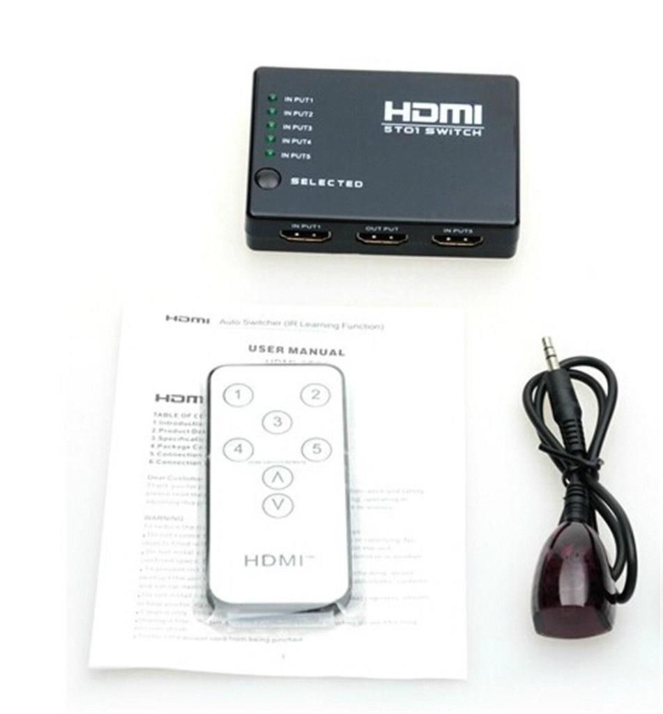 5 Port Kumandalı Full HD 1080p 3D Uyumlu HDMI Switch EP-501R