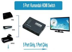 5 Port Kumandalı Full HD 1080p 3D Uyumlu HDMI Switch EP-501R