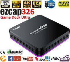Ezcap326 Game Dock Ultra HDR 4K 2160P Video Capture Kayıt Cihazı  4K30 2K60 Full HD120 Kayıt Cihazı