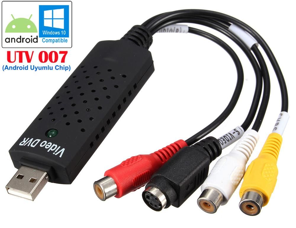 UTV007 Chip Android OTG Windows 10 Uyumlu USB Video Capture Kartı